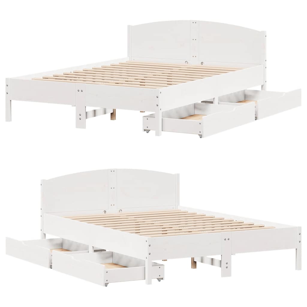 Bedframe zonder matras massief grenenhout wit 120x200 cm is nu te koop bij PeponiXL, paradijselijk wonen!