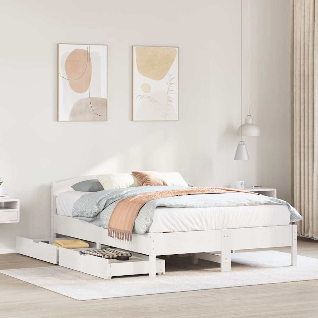 Bedframe zonder matras massief grenenhout wit 120x200 cm is nu te koop bij PeponiXL, paradijselijk wonen!