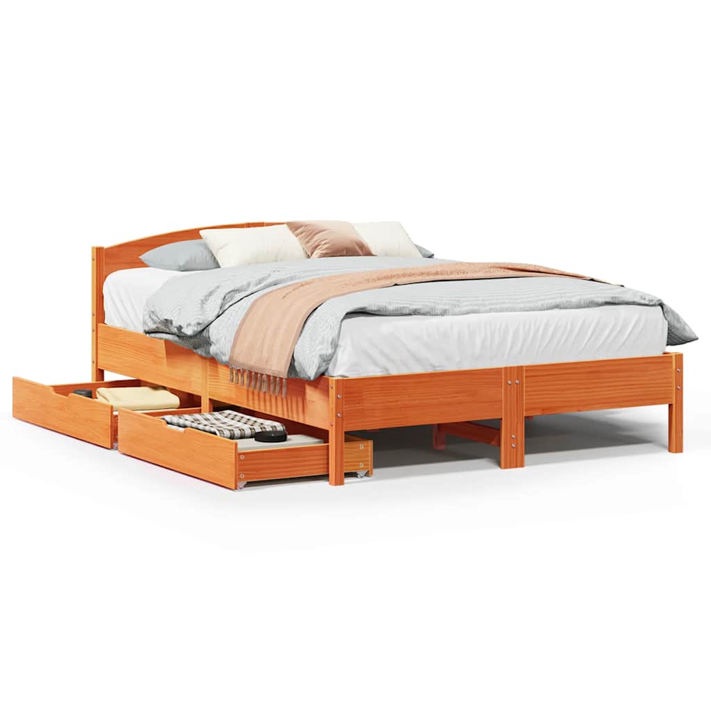 Bedframe zonder matras massief grenenhout wasbruin 120x200 cm is nu te koop bij PeponiXL, paradijselijk wonen!