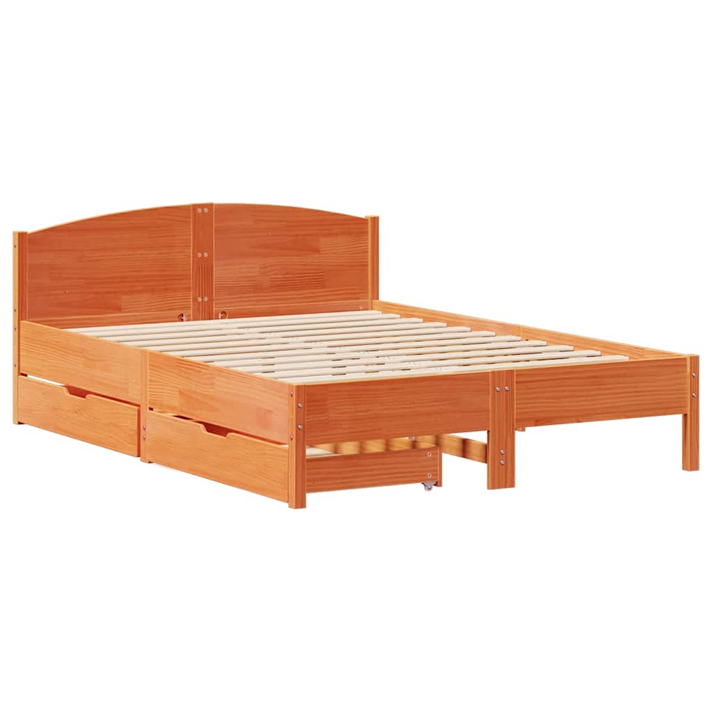 Bed met matras massief grenenhout wasbruin 140x190 cm is nu te koop bij PeponiXL, paradijselijk wonen!