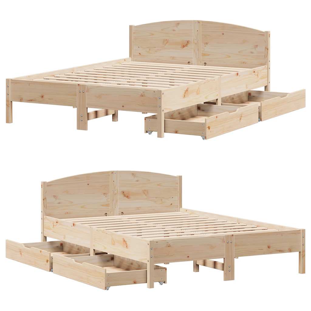 Bedframe zonder matras massief grenenhout 135x190 cm is nu te koop bij PeponiXL, paradijselijk wonen!