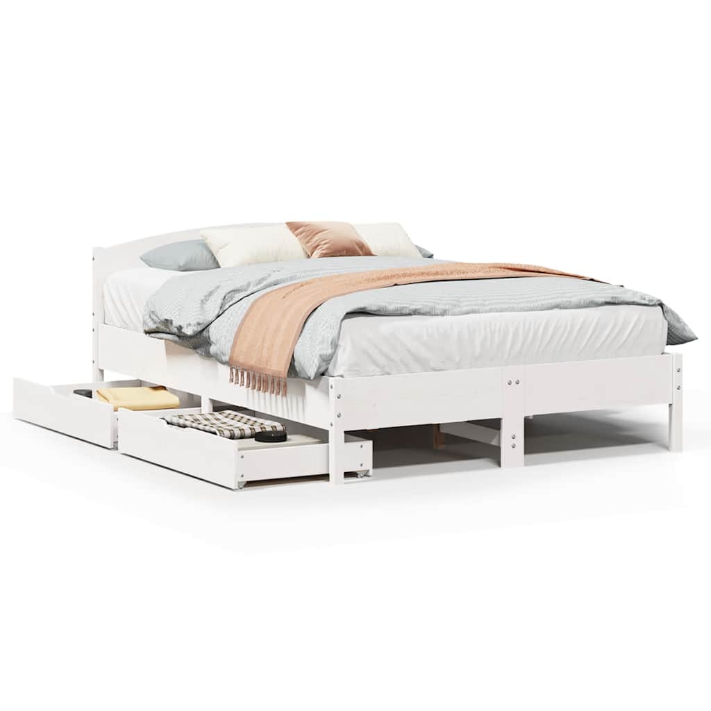Bedframe zonder matras massief grenenhout wit 135x190 cm is nu te koop bij PeponiXL, paradijselijk wonen!