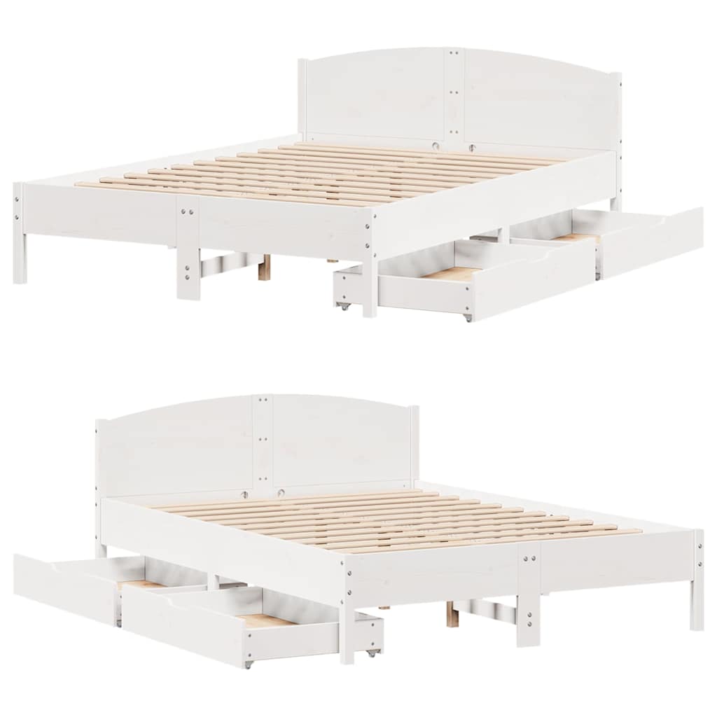 Bedframe zonder matras massief grenenhout wit 135x190 cm is nu te koop bij PeponiXL, paradijselijk wonen!