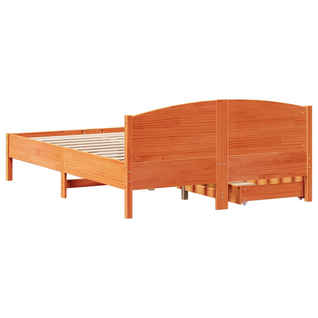 Bedframe zonder matras massief grenenhout wasbruin 135x190 cm is nu te koop bij PeponiXL, paradijselijk wonen!