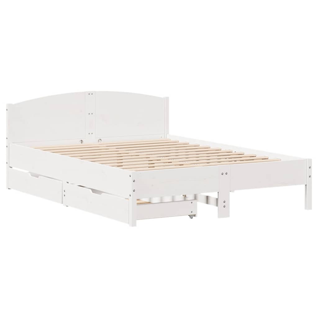 Bedframe zonder matras massief grenenhout wit 120x190 cm is nu te koop bij PeponiXL, paradijselijk wonen!