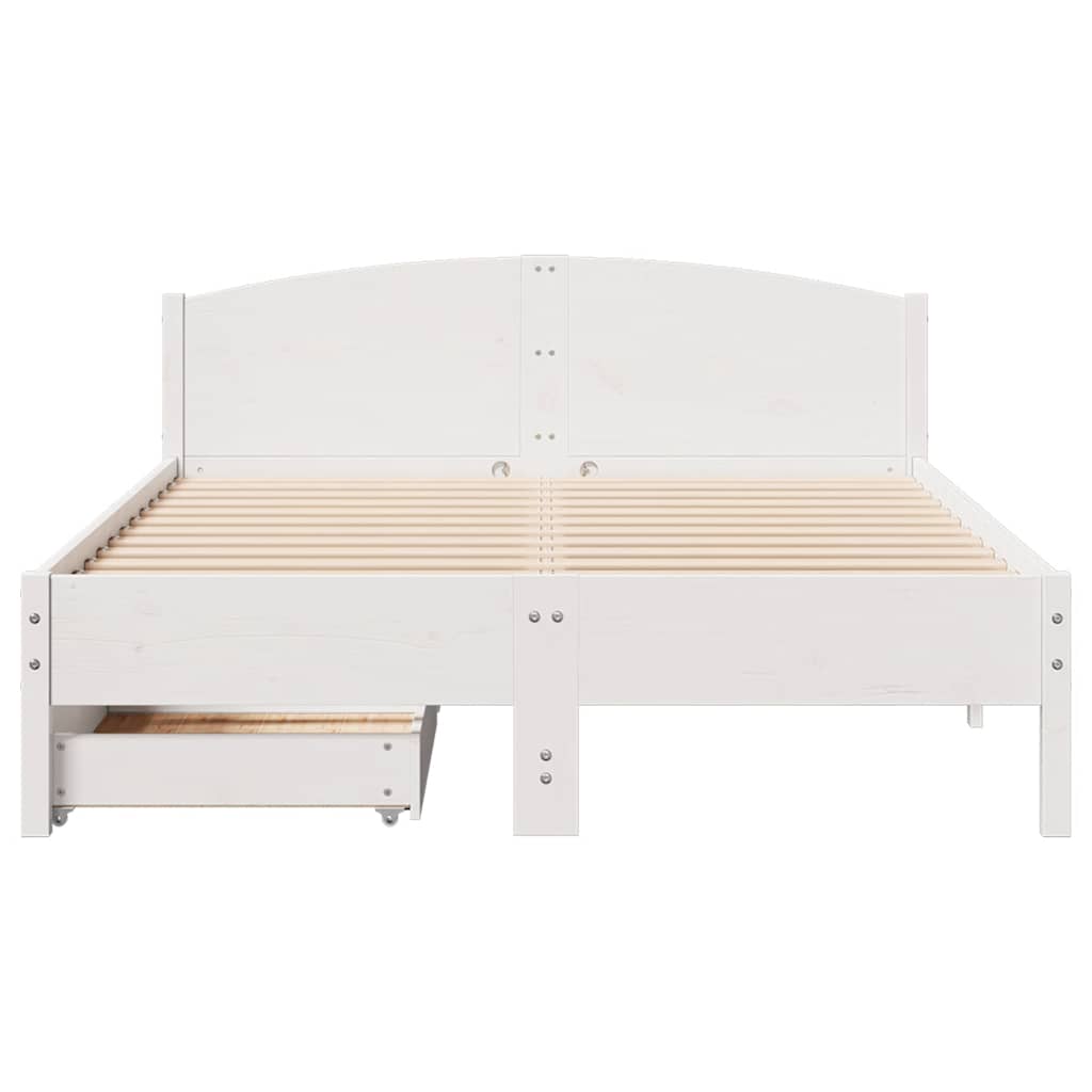 Bedframe zonder matras massief grenenhout wit 120x190 cm is nu te koop bij PeponiXL, paradijselijk wonen!