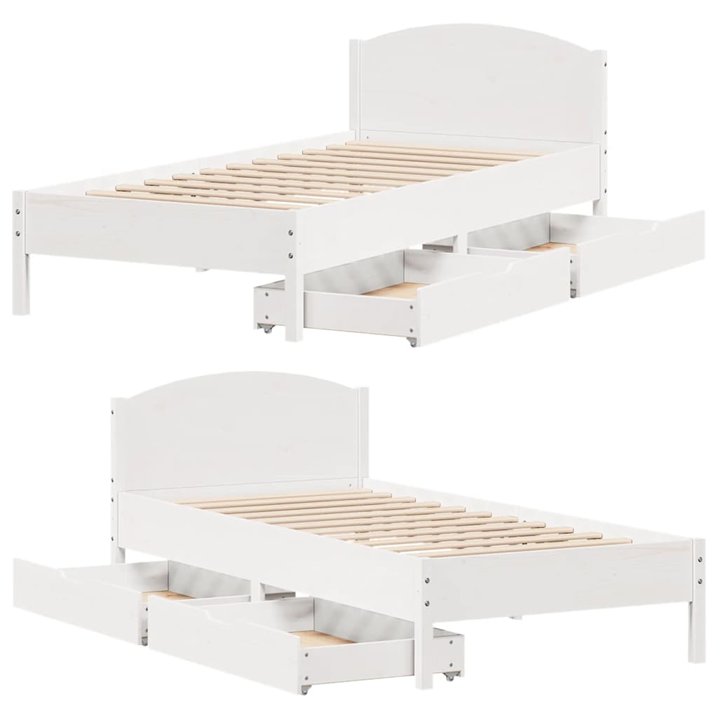Bedframe zonder matras massief grenenhout wit 140x200 cm is nu te koop bij PeponiXL, paradijselijk wonen!