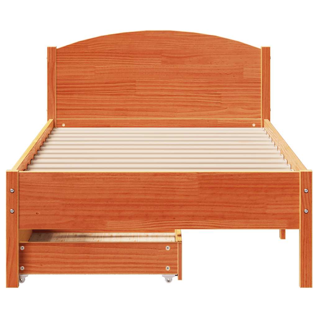 Bedframe zonder matras massief grenenhout wasbruin 100x200 cm is nu te koop bij PeponiXL, paradijselijk wonen!