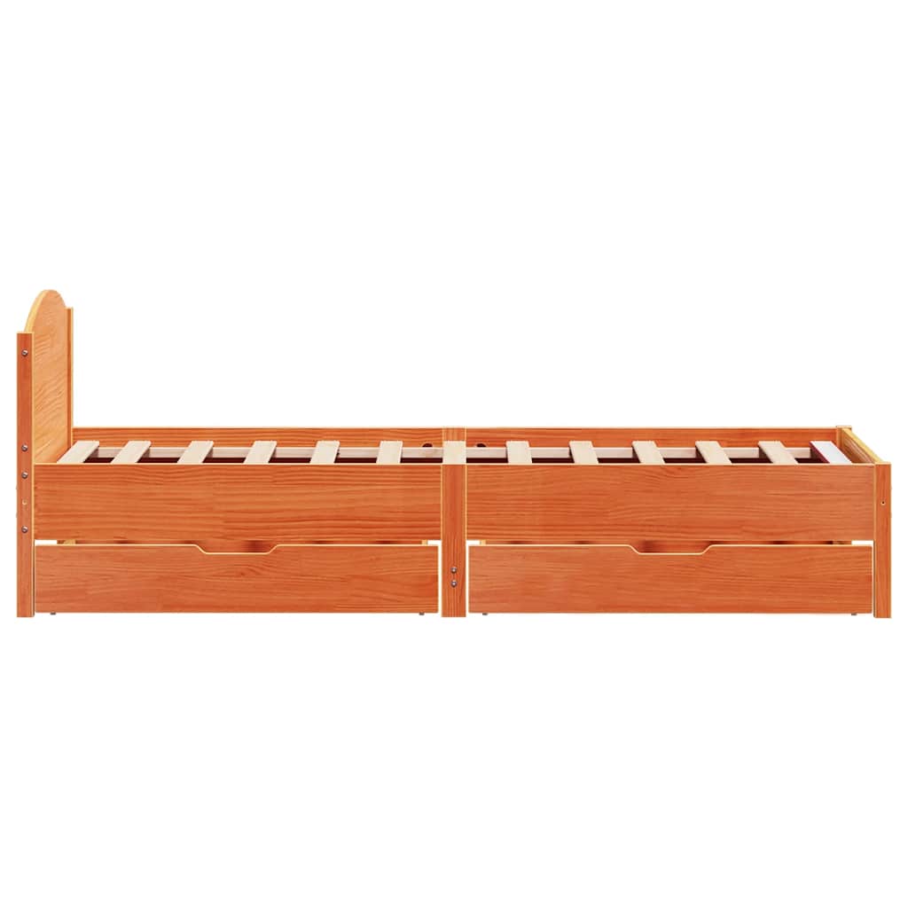 Bedframe zonder matras massief grenenhout wasbruin 100x200 cm is nu te koop bij PeponiXL, paradijselijk wonen!