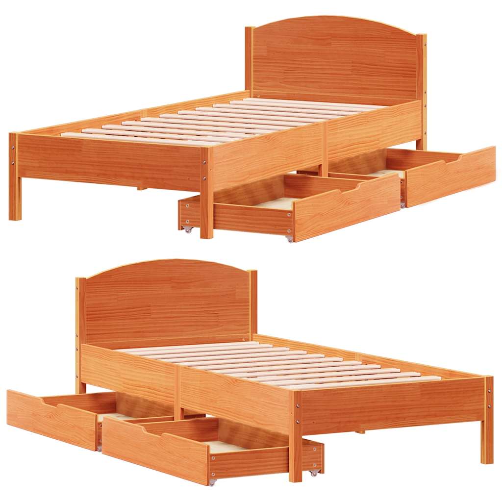 Bedframe zonder matras massief grenenhout wasbruin 100x200 cm is nu te koop bij PeponiXL, paradijselijk wonen!