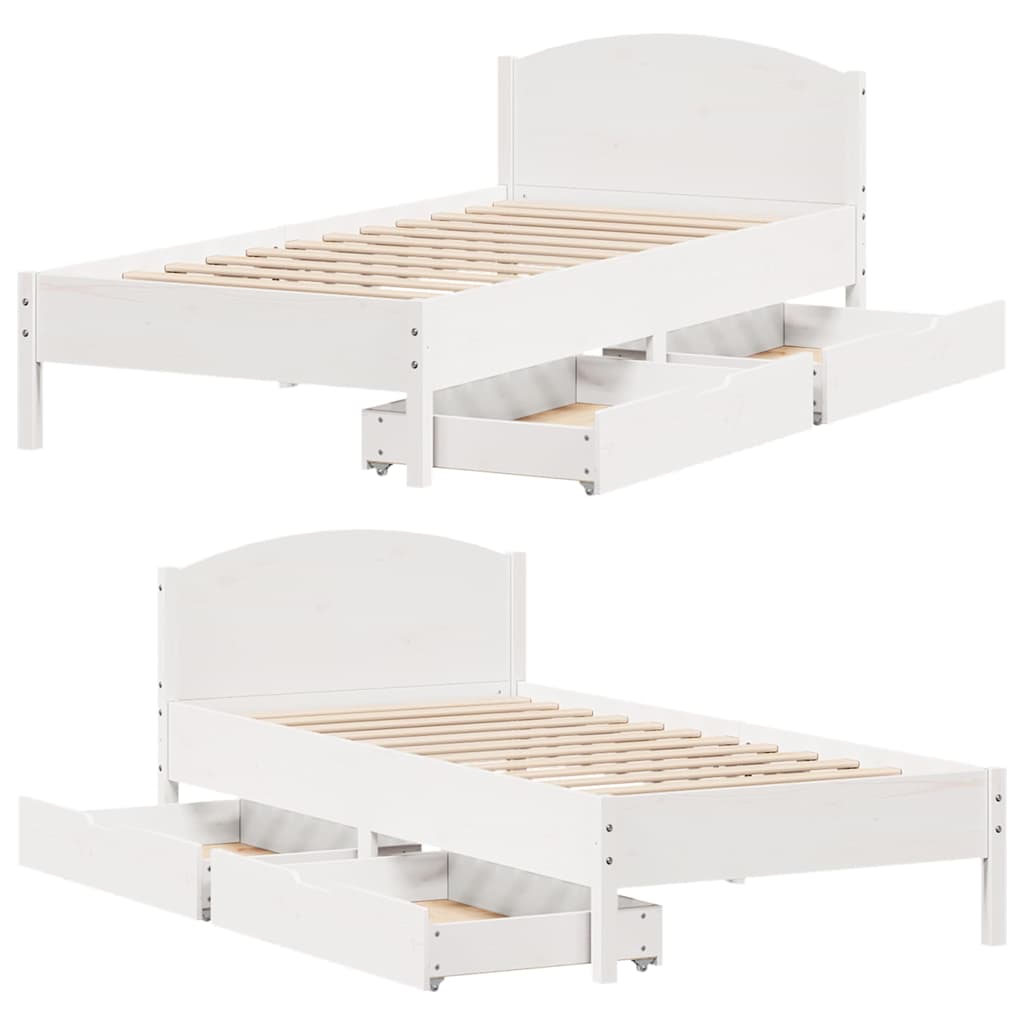 Bedframe zonder matras massief grenenhout wit 90x200 cm is nu te koop bij PeponiXL, paradijselijk wonen!