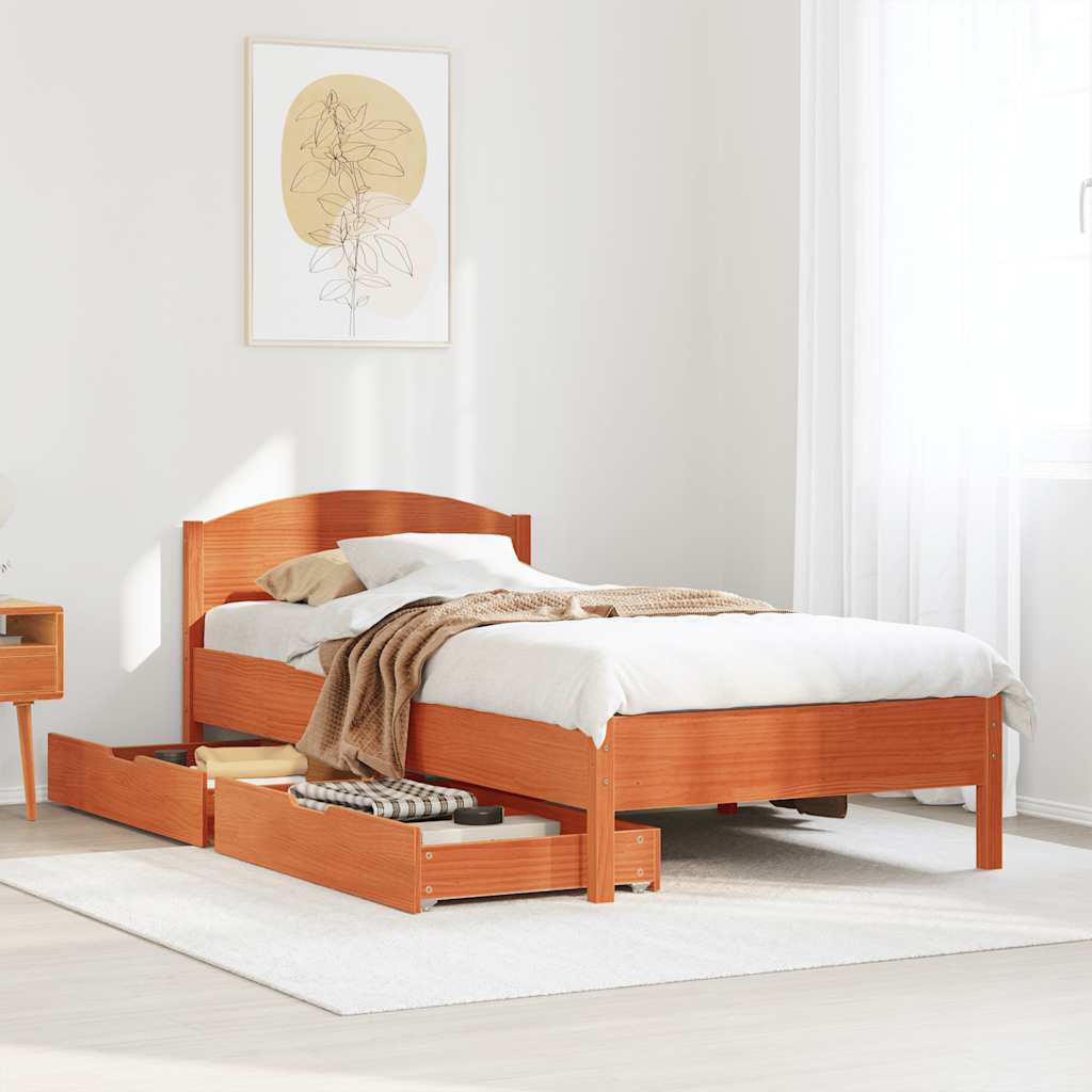 Bedframe zonder matras massief grenenhout wasbruin 90x200 cm is nu te koop bij PeponiXL, paradijselijk wonen!