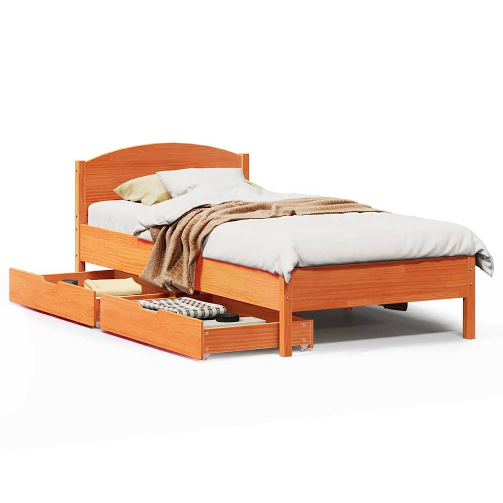 Bedframe zonder matras massief grenenhout wasbruin 90x190 cm is nu te koop bij PeponiXL, paradijselijk wonen!