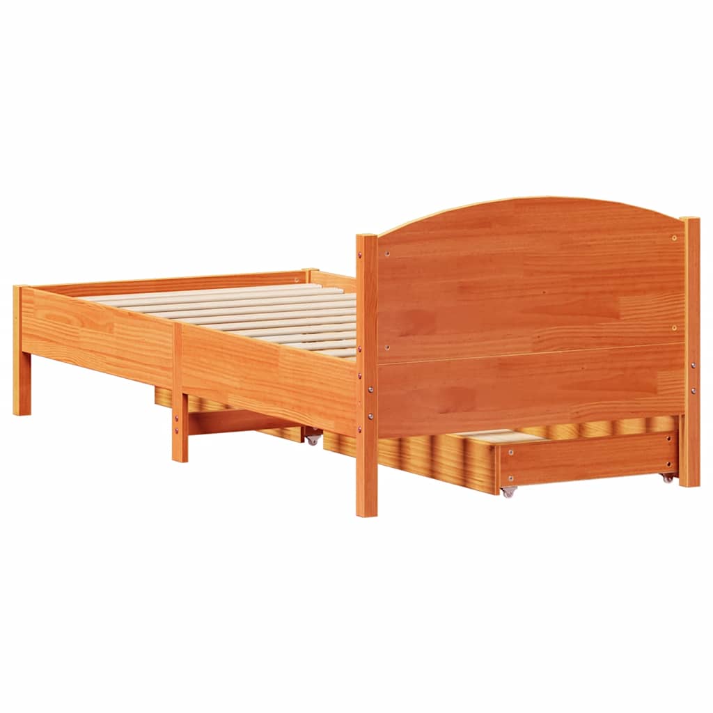 Bedframe zonder matras massief grenenhout wasbruin 90x190 cm is nu te koop bij PeponiXL, paradijselijk wonen!