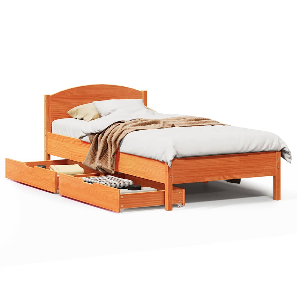 Bedframe zonder matras massief grenenhout wasbruin 75x190 cm is nu te koop bij PeponiXL, paradijselijk wonen!