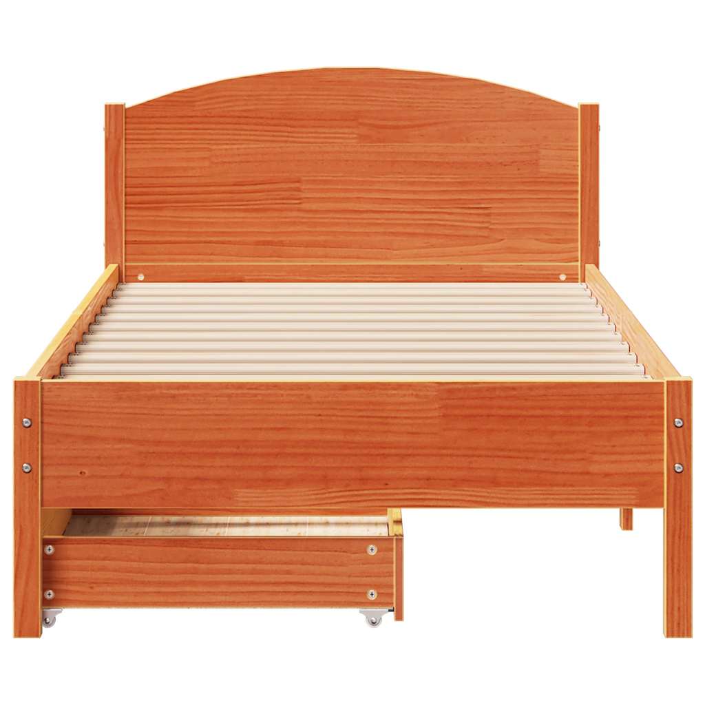Bedframe zonder matras massief grenenhout wasbruin 75x190 cm is nu te koop bij PeponiXL, paradijselijk wonen!