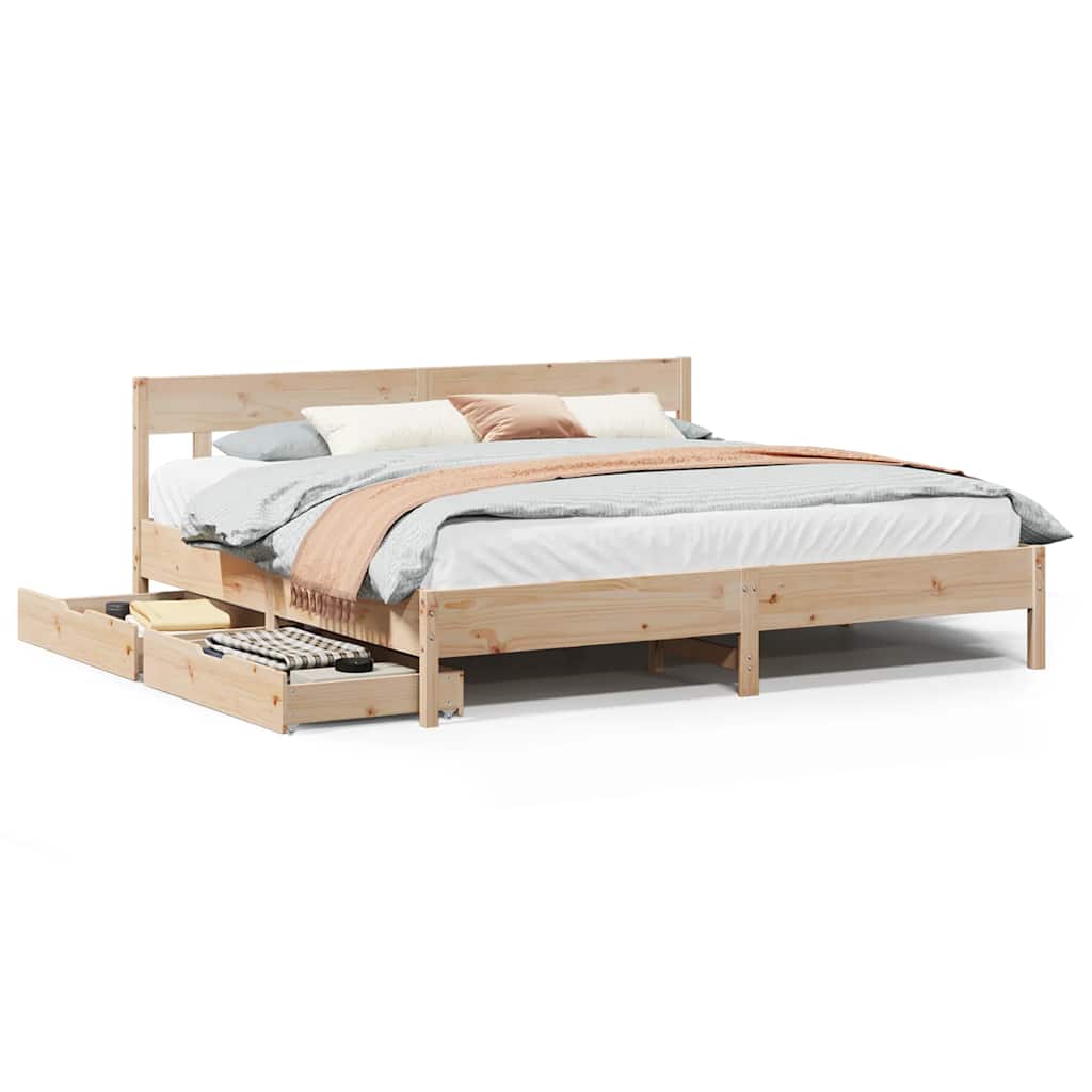 Bedframe zonder matras massief grenenhout 200x200 cm is nu te koop bij PeponiXL, paradijselijk wonen!