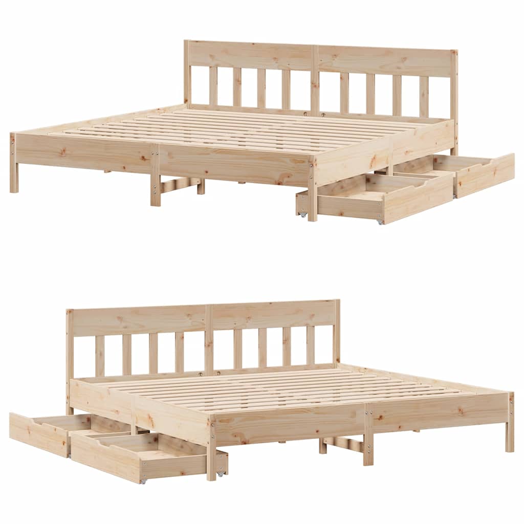 Bedframe zonder matras massief grenenhout 200x200 cm is nu te koop bij PeponiXL, paradijselijk wonen!