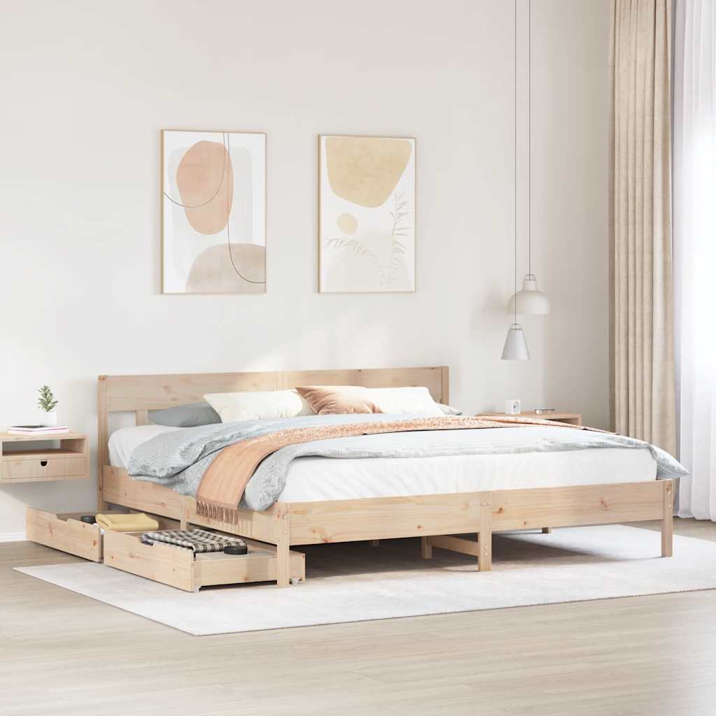 Bedframe zonder matras massief grenenhout 200x200 cm is nu te koop bij PeponiXL, paradijselijk wonen!