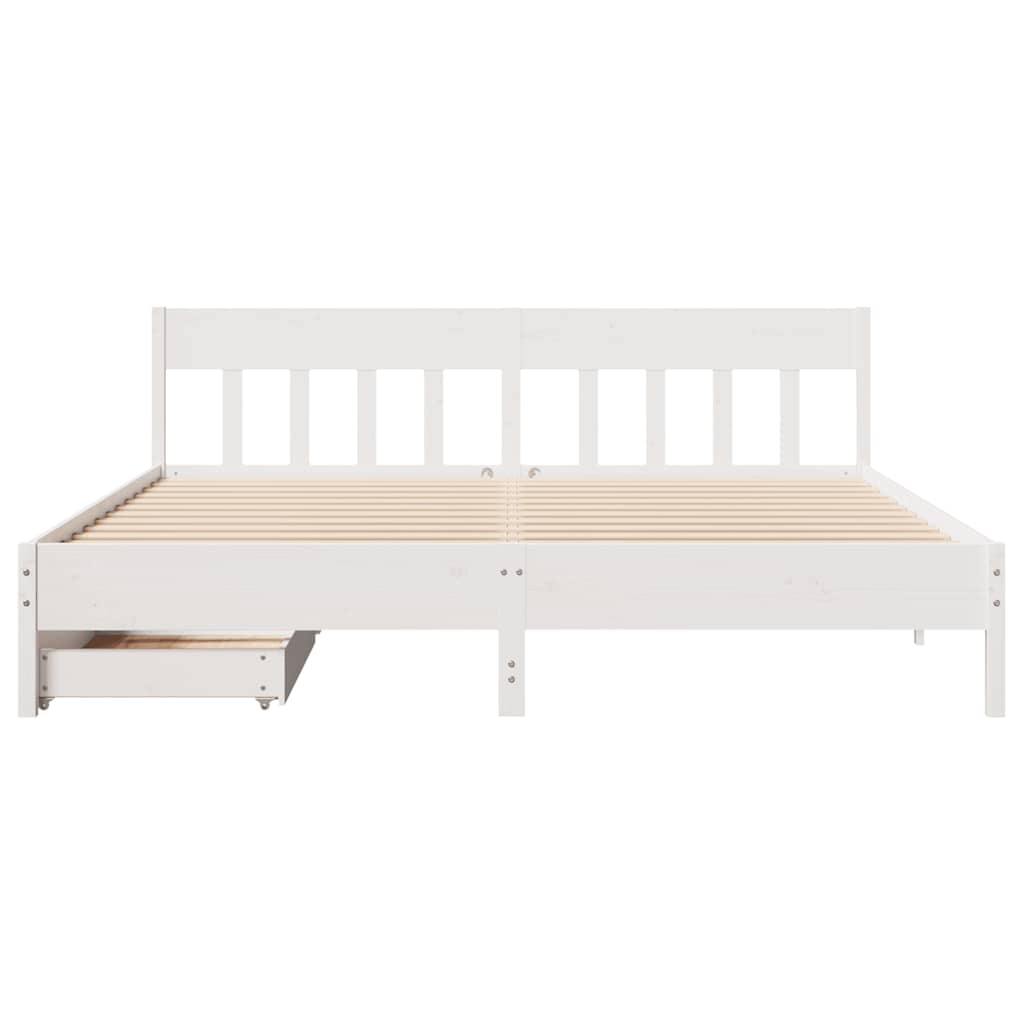 Bedframe zonder matras massief grenenhout wit 200x200 cm is nu te koop bij PeponiXL, paradijselijk wonen!