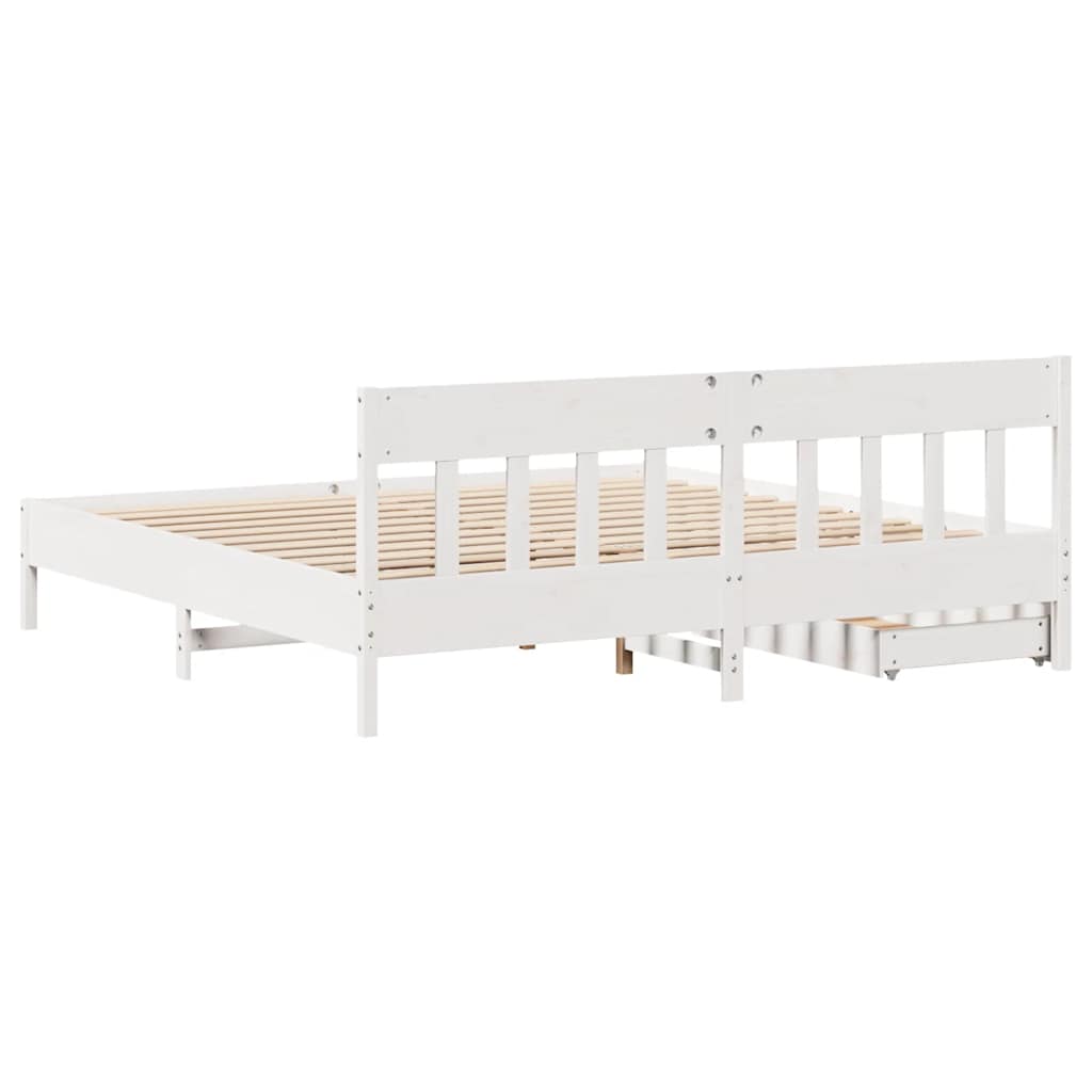 Bedframe zonder matras massief grenenhout wit 200x200 cm is nu te koop bij PeponiXL, paradijselijk wonen!