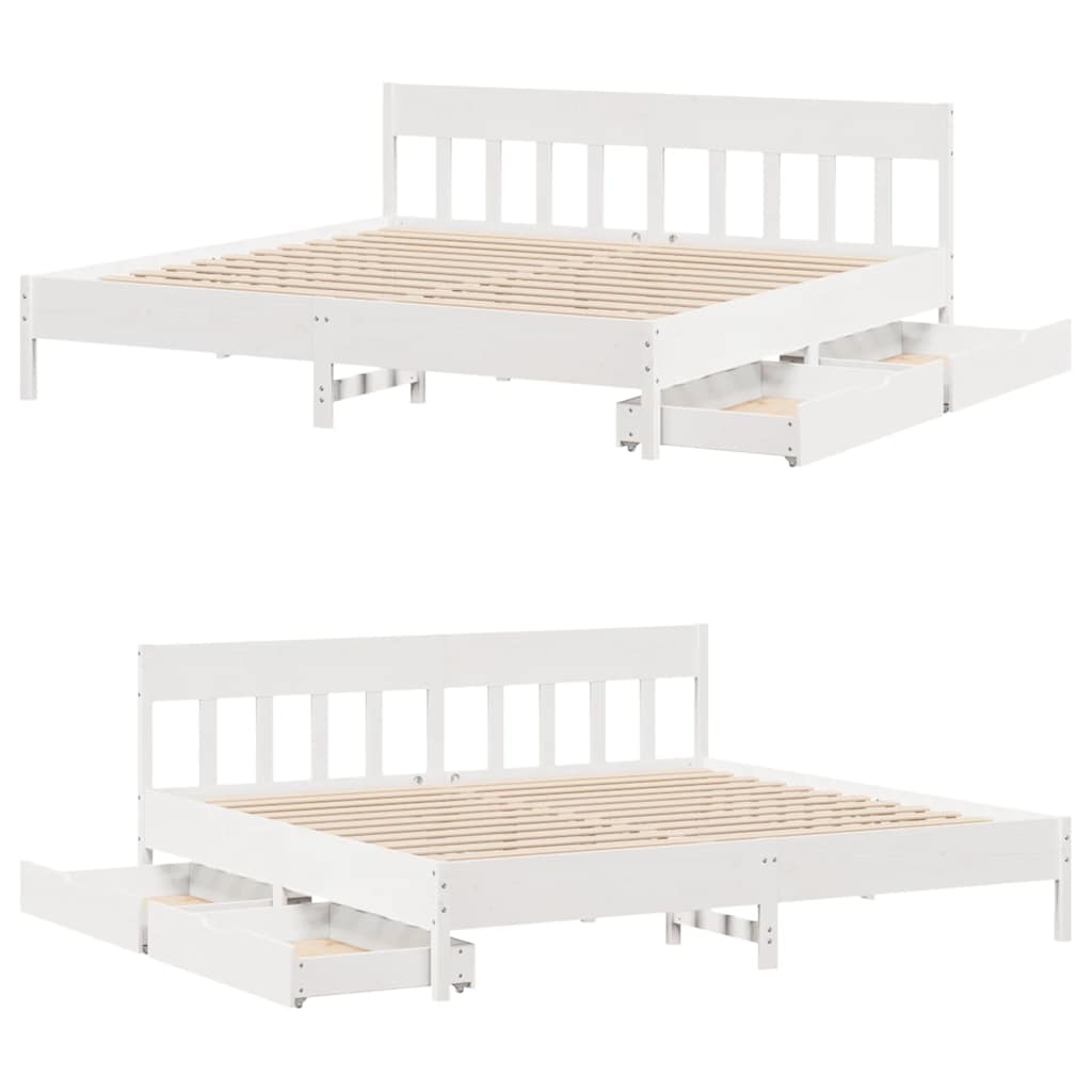 Bedframe zonder matras massief grenenhout wit 200x200 cm is nu te koop bij PeponiXL, paradijselijk wonen!