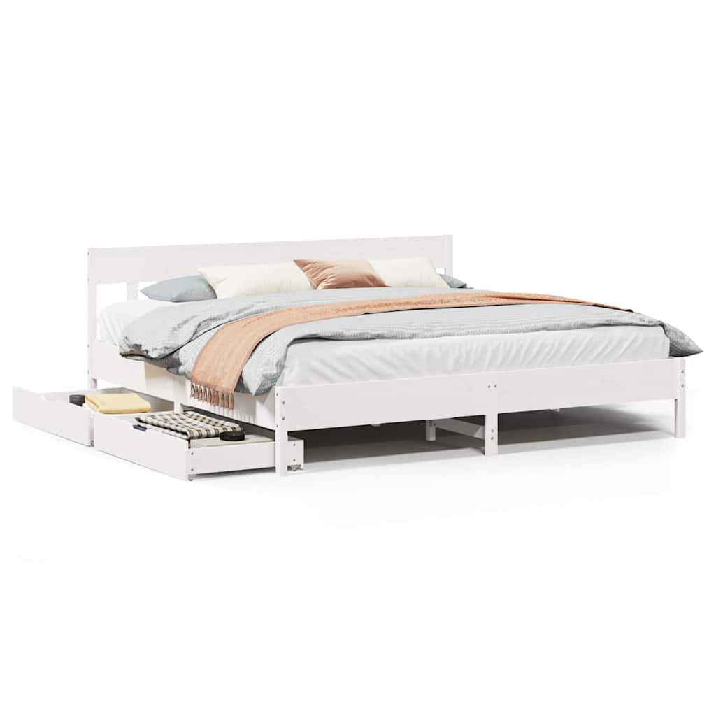 Bedframe zonder matras massief grenenhout wit 180x200 cm is nu te koop bij PeponiXL, paradijselijk wonen!