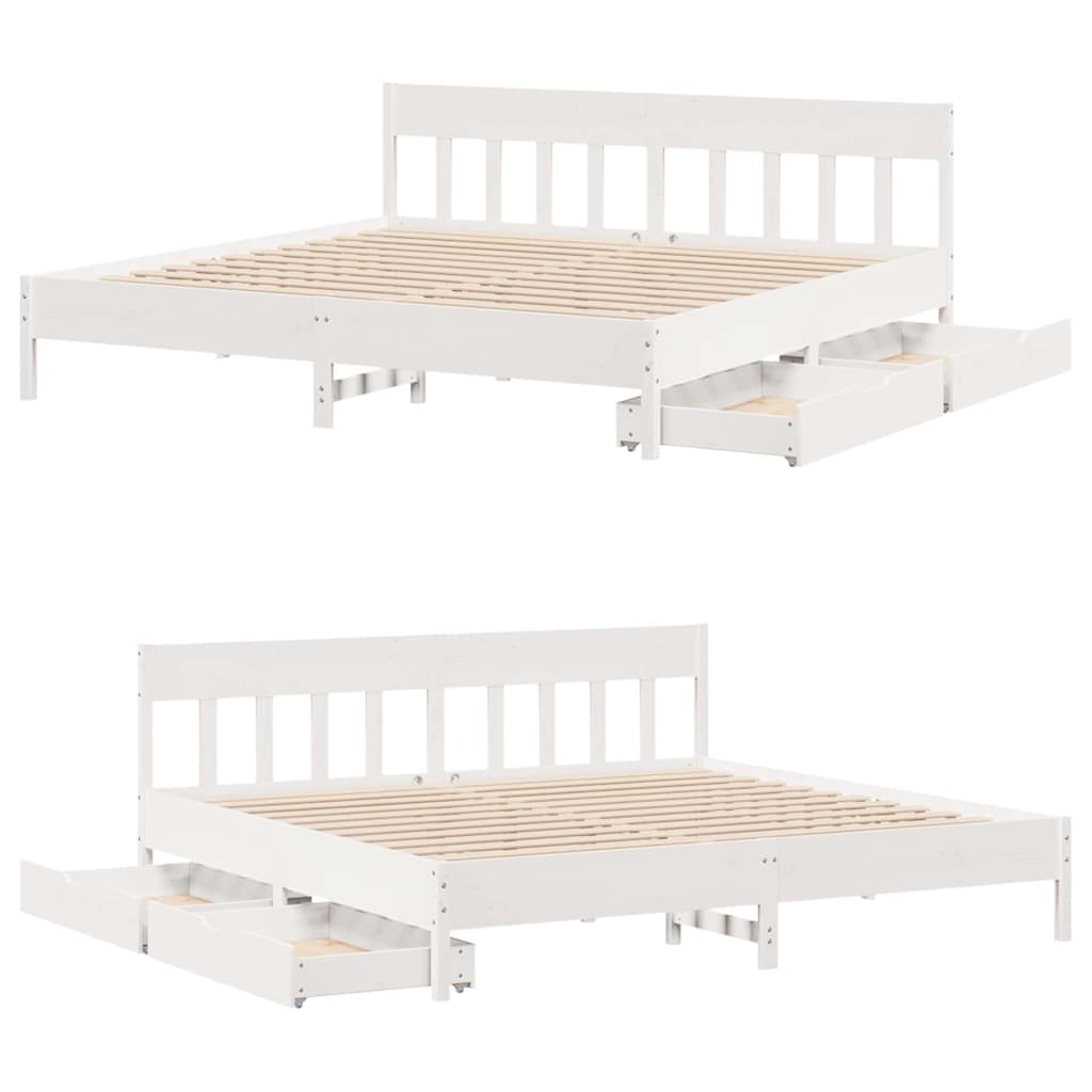 Bedframe zonder matras massief grenenhout wit 180x200 cm is nu te koop bij PeponiXL, paradijselijk wonen!