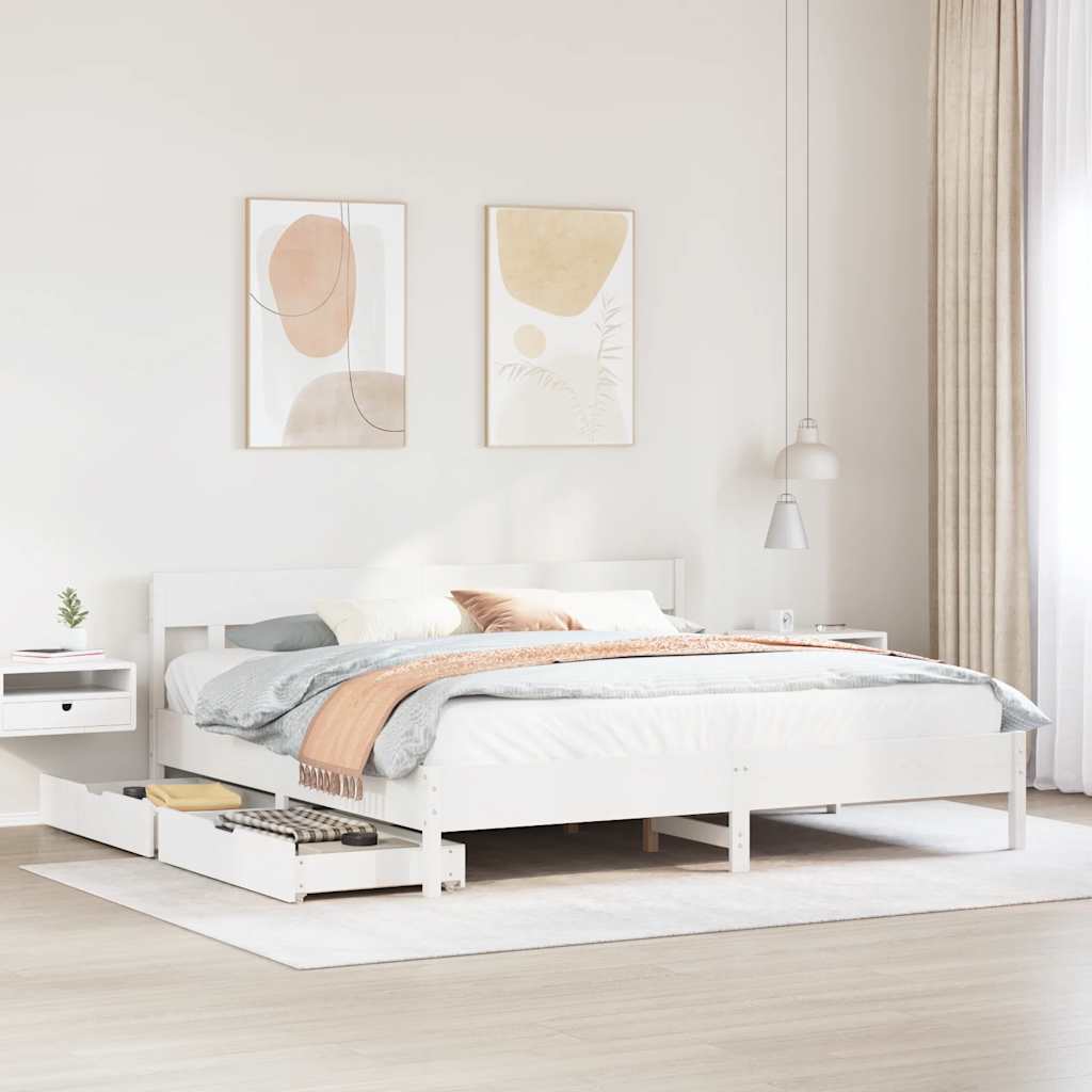 Bedframe zonder matras massief grenenhout wit 180x200 cm is nu te koop bij PeponiXL, paradijselijk wonen!