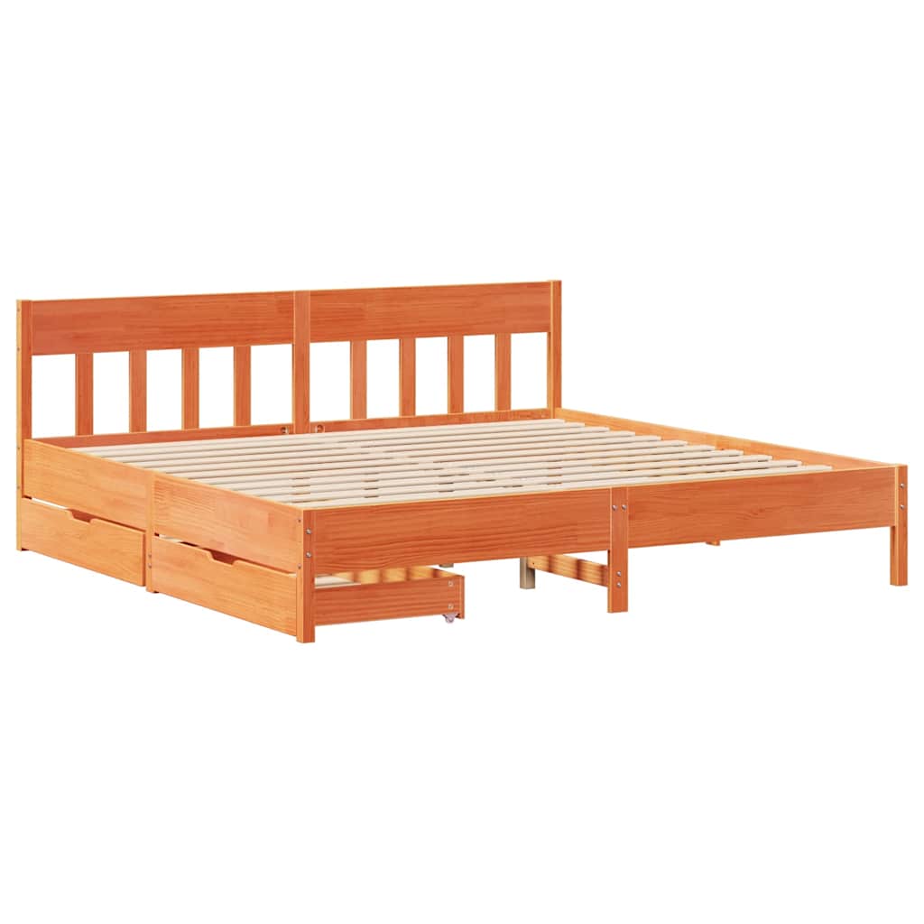 Bedframe zonder matras massief grenenhout wasbruin 180x200 cm is nu te koop bij PeponiXL, paradijselijk wonen!
