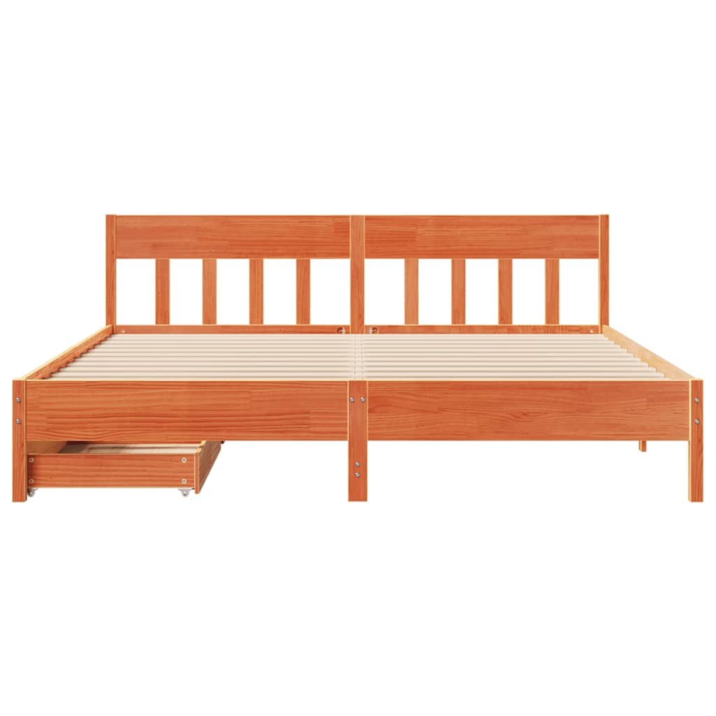 Bedframe zonder matras massief grenenhout wasbruin 180x200 cm is nu te koop bij PeponiXL, paradijselijk wonen!