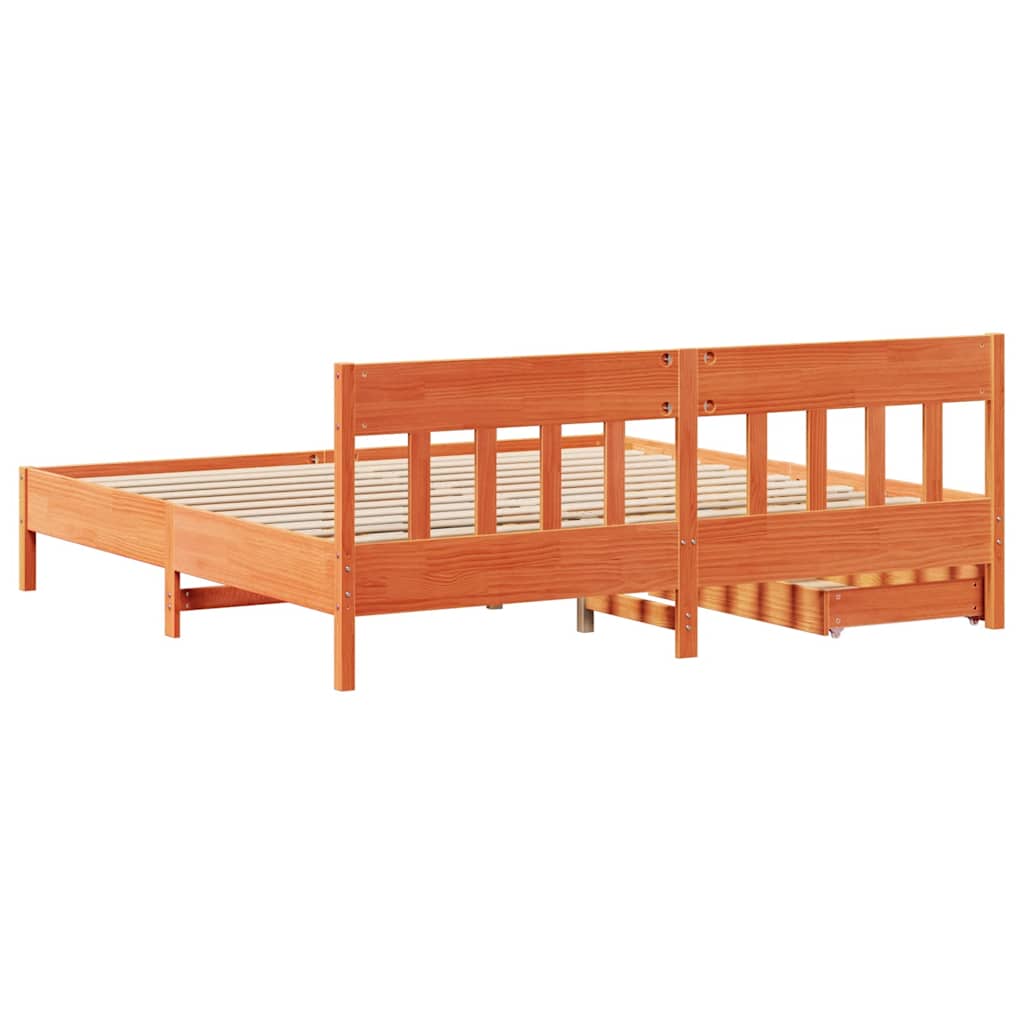 Bedframe zonder matras massief grenenhout wasbruin 180x200 cm is nu te koop bij PeponiXL, paradijselijk wonen!
