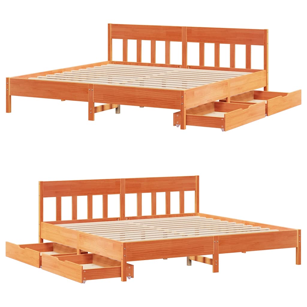 Bedframe zonder matras massief grenenhout wasbruin 180x200 cm is nu te koop bij PeponiXL, paradijselijk wonen!