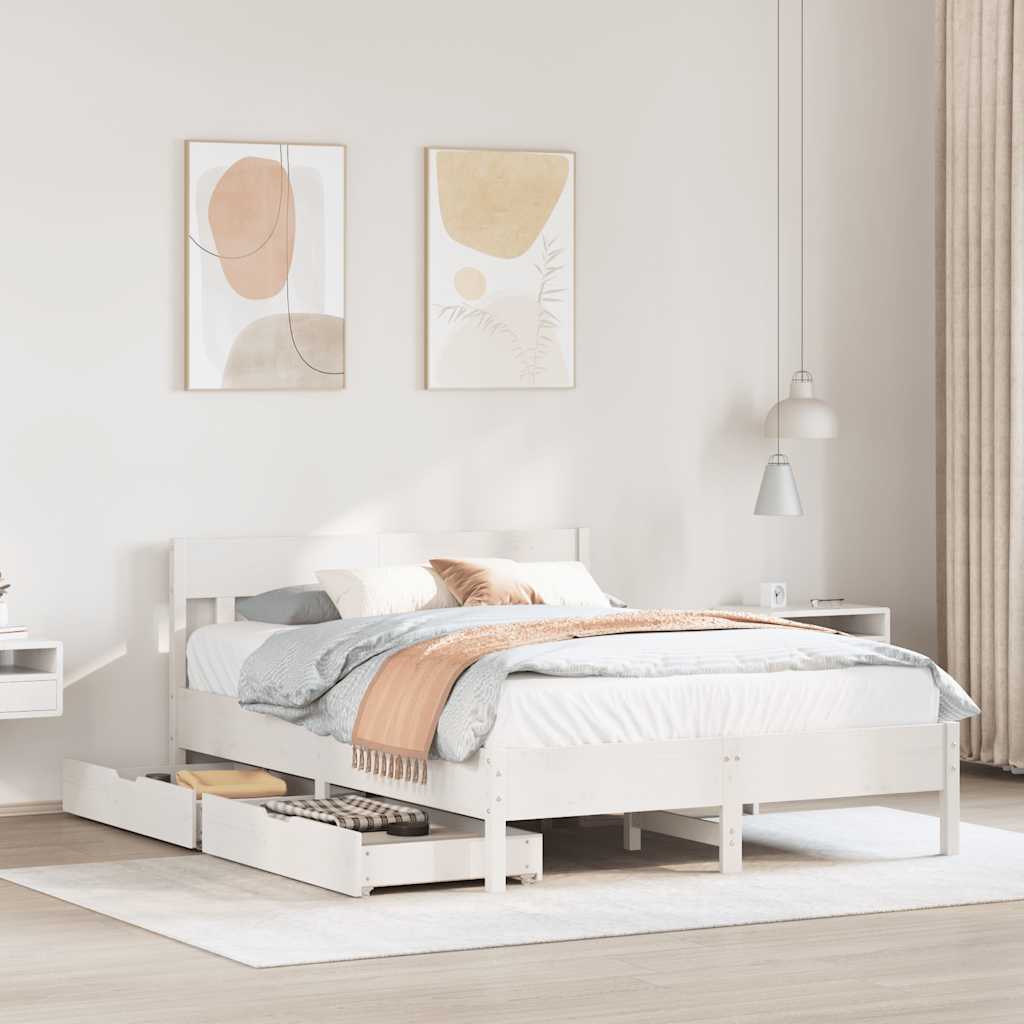 Bedframe zonder matras massief grenenhout wit 160x200 cm is nu te koop bij PeponiXL, paradijselijk wonen!