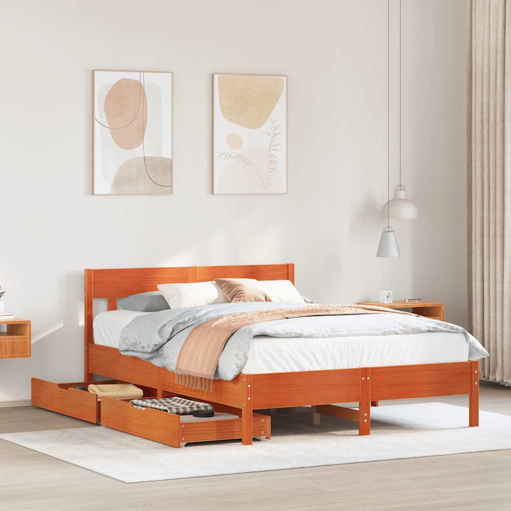 Bedframe zonder matras massief grenenhout wasbruin 160x200 cm is nu te koop bij PeponiXL, paradijselijk wonen!