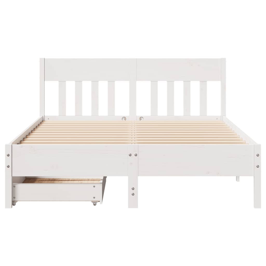 Bedframe zonder matras massief grenenhout wit 150x200 cm is nu te koop bij PeponiXL, paradijselijk wonen!