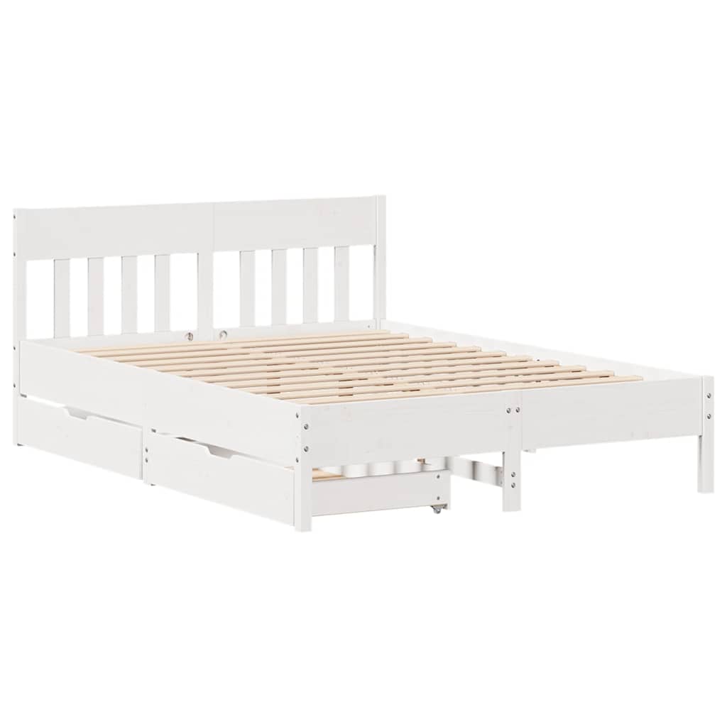 Bedframe zonder matras massief grenenhout wit 140x200 cm is nu te koop bij PeponiXL, paradijselijk wonen!