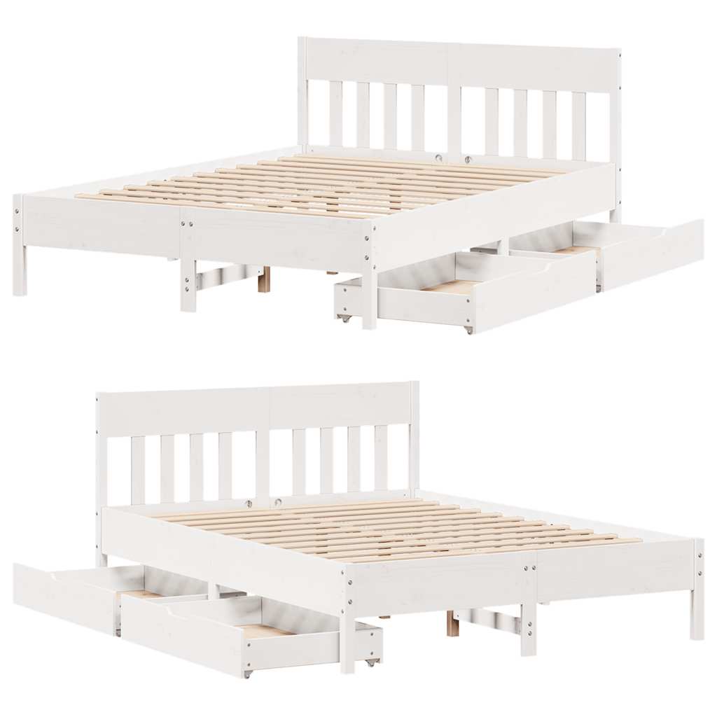 Bedframe zonder matras massief grenenhout wit 120x200 cm is nu te koop bij PeponiXL, paradijselijk wonen!