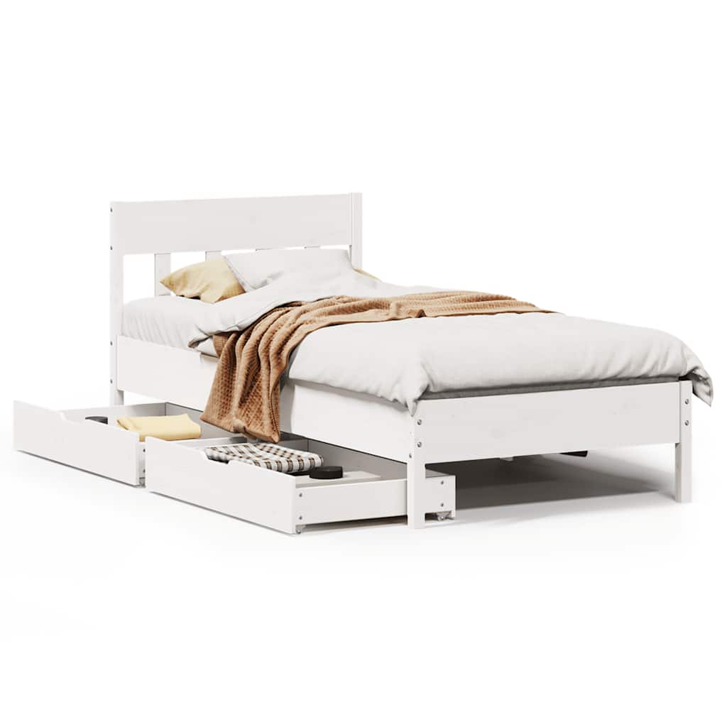 Bedframe zonder matras massief grenenhout wit 140x200 cm is nu te koop bij PeponiXL, paradijselijk wonen!