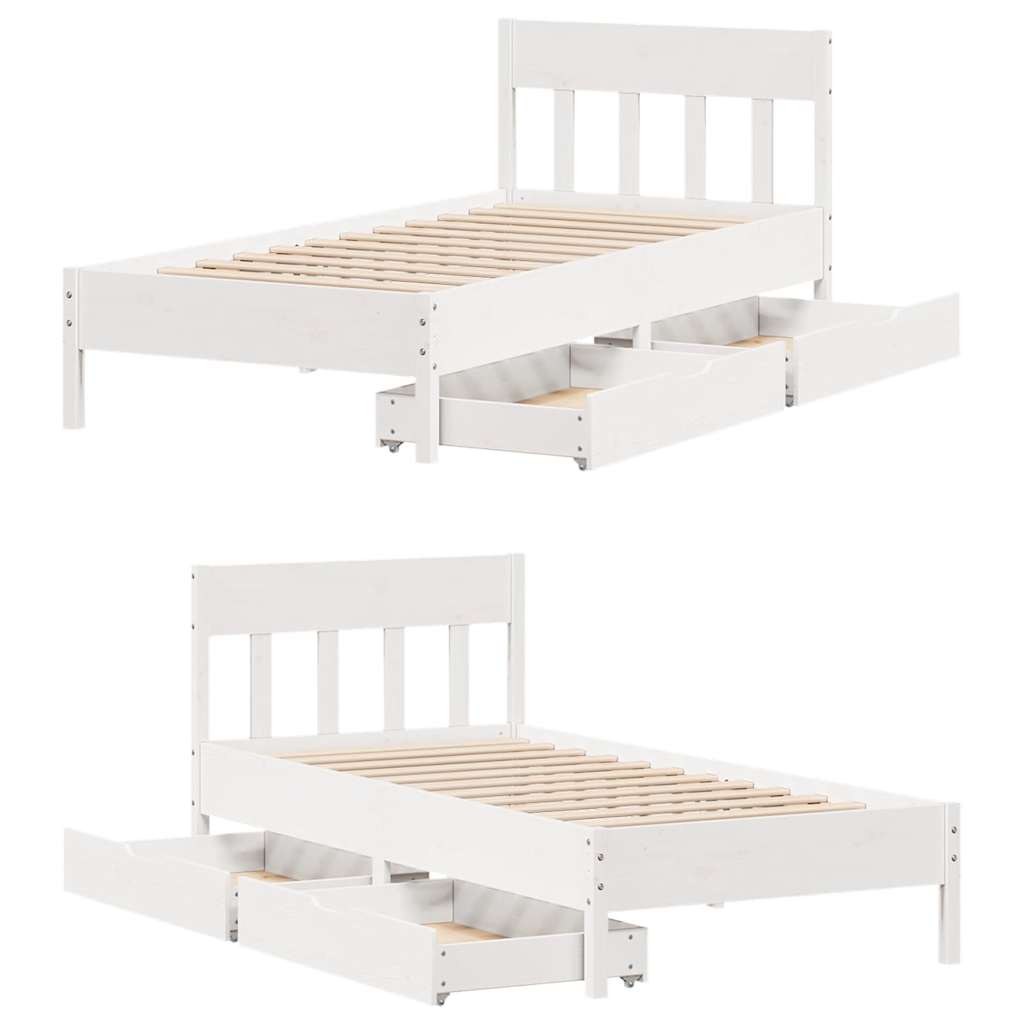 Bedframe zonder matras massief grenenhout wit 140x200 cm is nu te koop bij PeponiXL, paradijselijk wonen!