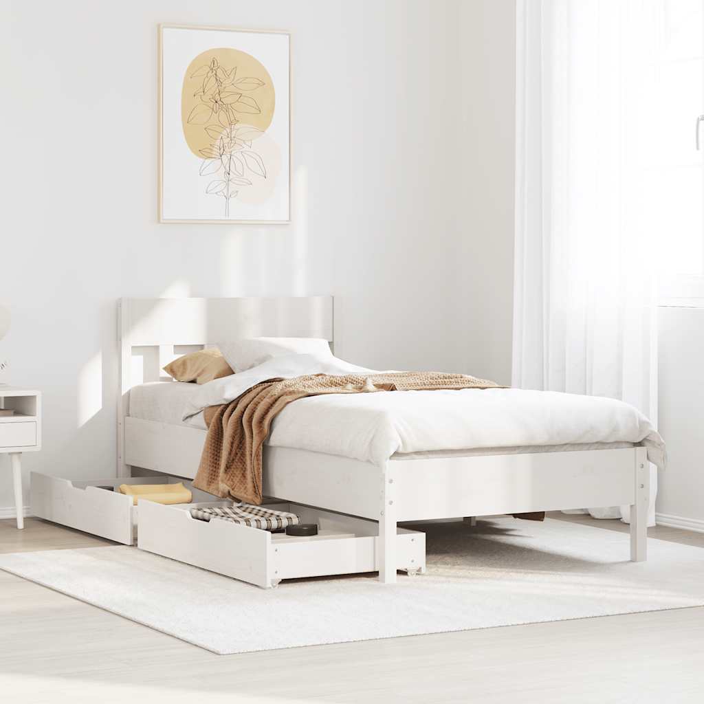 Bedframe zonder matras massief grenenhout wit 140x200 cm is nu te koop bij PeponiXL, paradijselijk wonen!