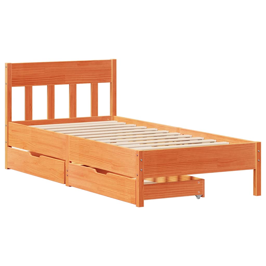 Bedframe zonder matras massief grenenhout wasbruin 100x200 cm is nu te koop bij PeponiXL, paradijselijk wonen!