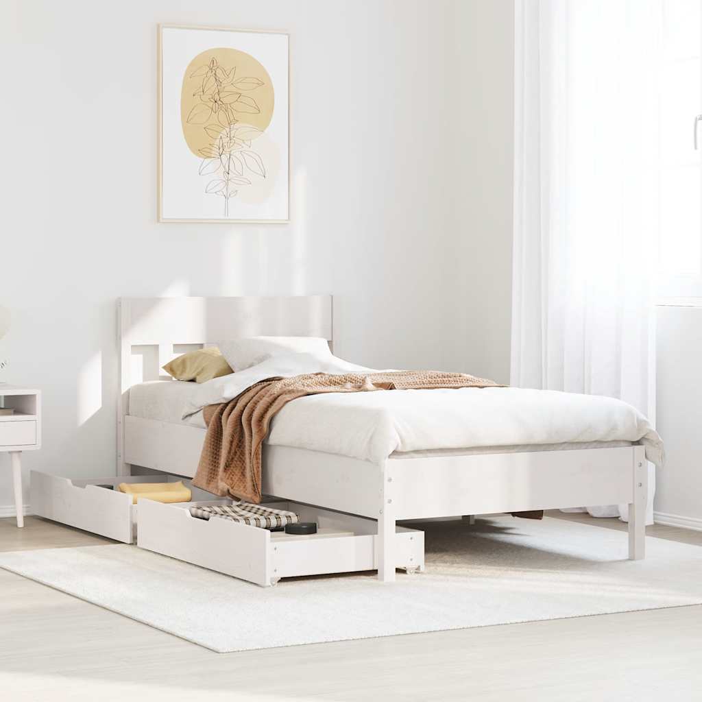 Bedframe zonder matras massief grenenhout wit 90x200 cm is nu te koop bij PeponiXL, paradijselijk wonen!