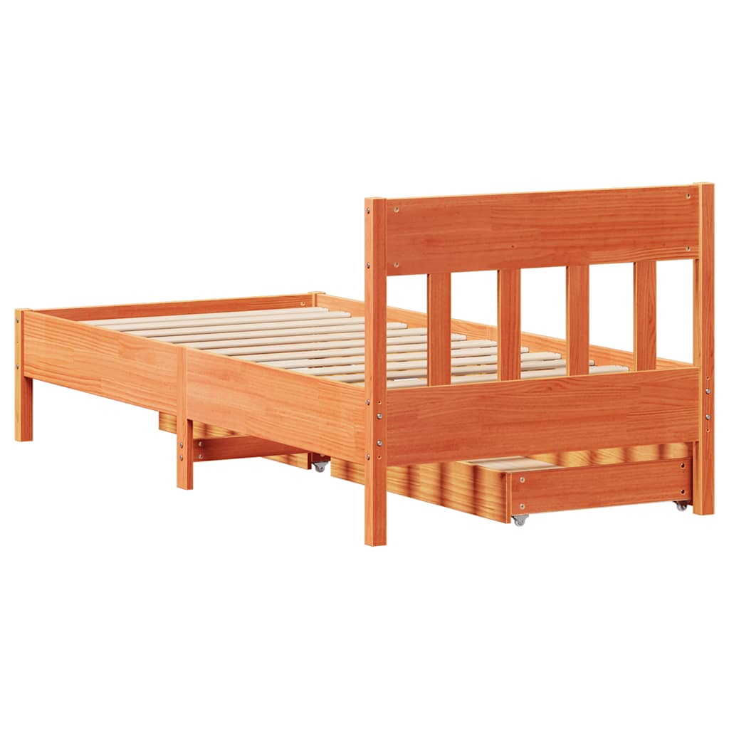 Bedframe zonder matras massief grenenhout wasbruin 90x200 cm is nu te koop bij PeponiXL, paradijselijk wonen!