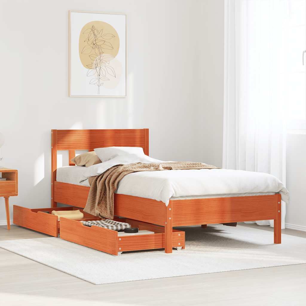 Bedframe zonder matras massief grenenhout wasbruin 90x200 cm is nu te koop bij PeponiXL, paradijselijk wonen!