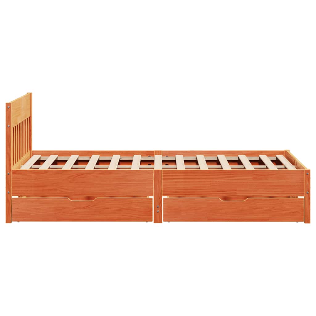 Bed met matras massief grenenhout wasbruin 140x190 cm is nu te koop bij PeponiXL, paradijselijk wonen!