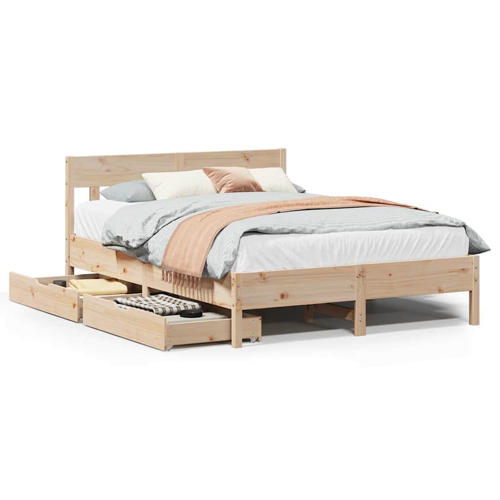 Bedframe zonder matras massief grenenhout 135x190 cm is nu te koop bij PeponiXL, paradijselijk wonen!