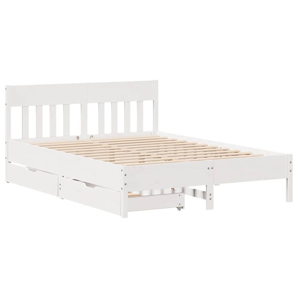 Bedframe zonder matras massief grenenhout wit 135x190 cm is nu te koop bij PeponiXL, paradijselijk wonen!