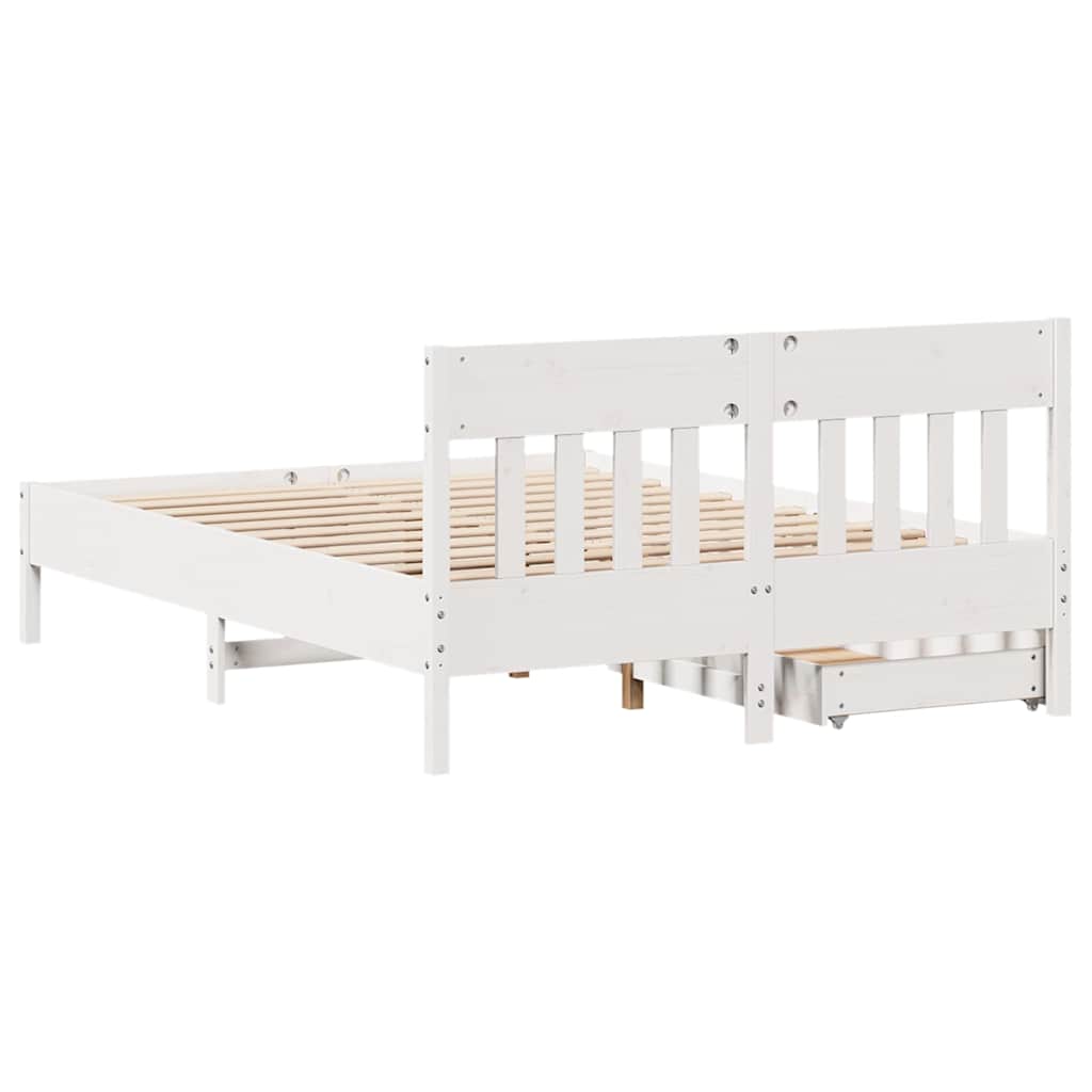 Bedframe zonder matras massief grenenhout wit 135x190 cm is nu te koop bij PeponiXL, paradijselijk wonen!