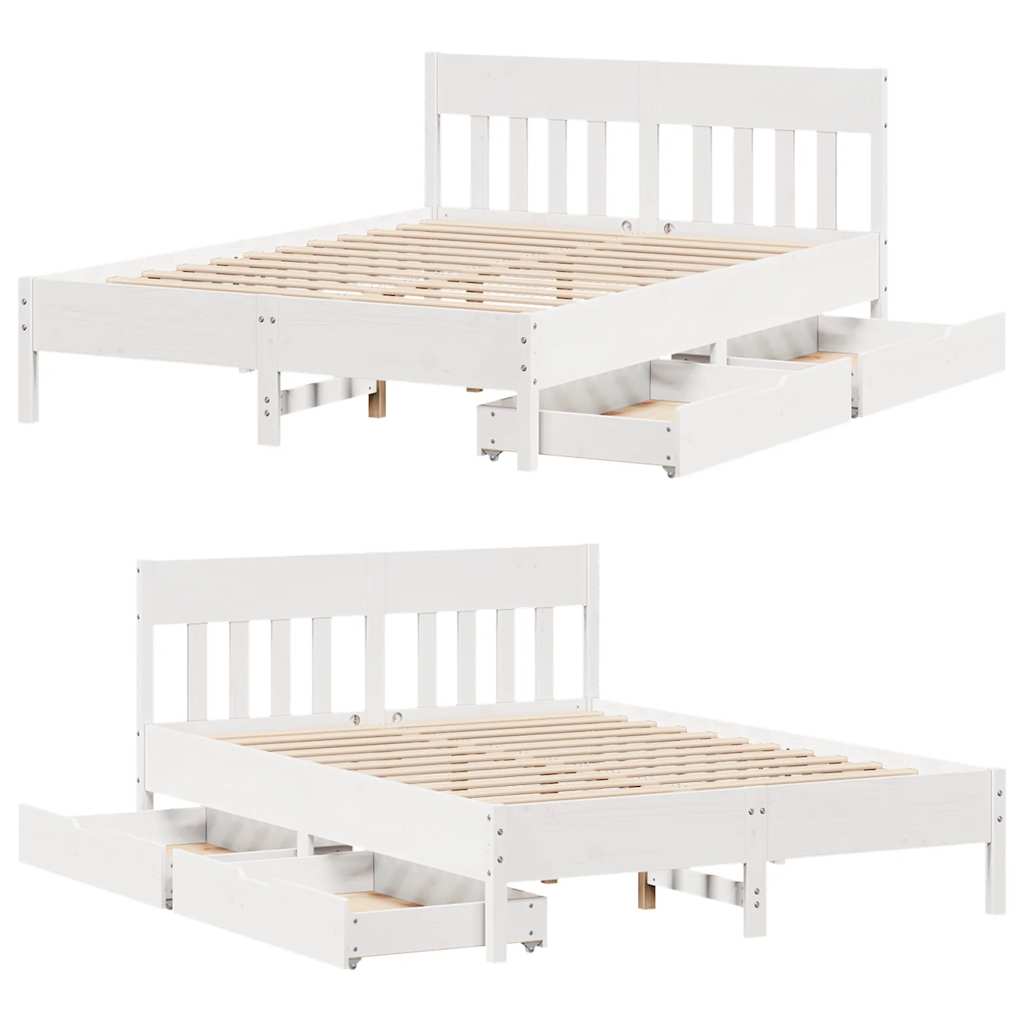 Bedframe zonder matras massief grenenhout wit 135x190 cm is nu te koop bij PeponiXL, paradijselijk wonen!